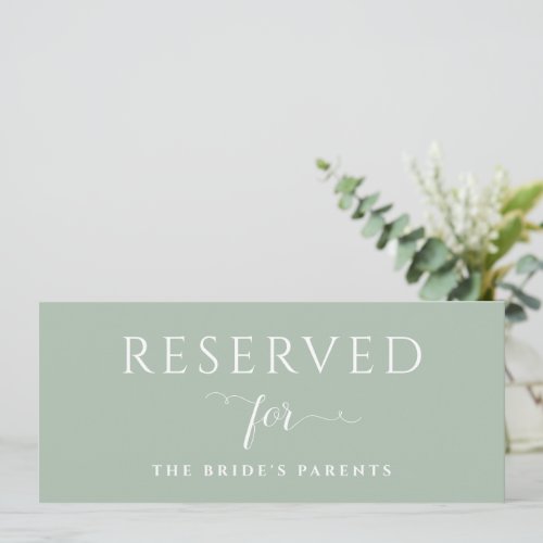 Sage Green Reserved Sign Template Hanging or Table