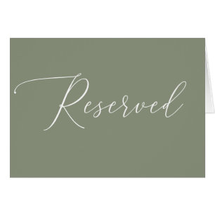 Sage Green Reserved Wedding Sign   Elegant Script Cards