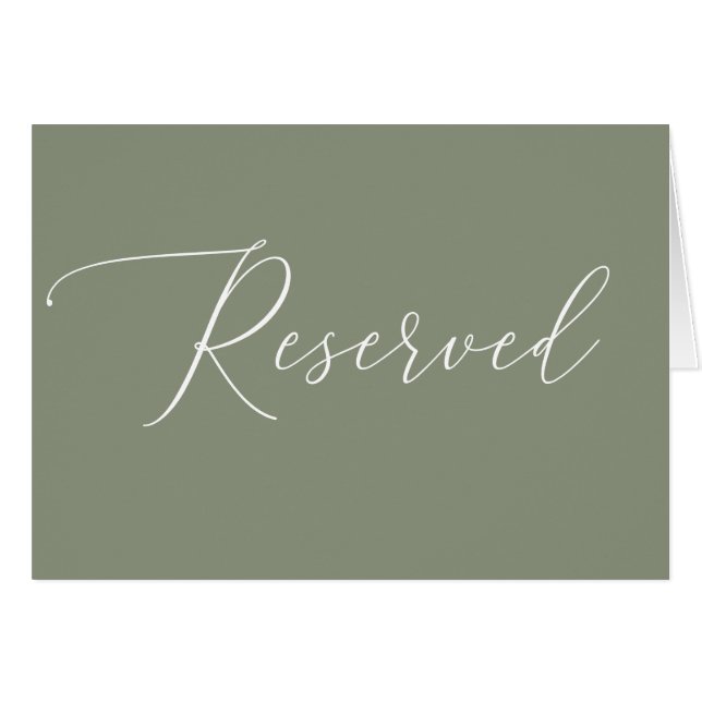 Sage Green Reserved Wedding Sign | Elegant Script Cards (Front Horizontal)