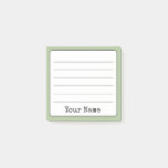 Sage Green Retro Add Your Name Lined  Post-it Notes