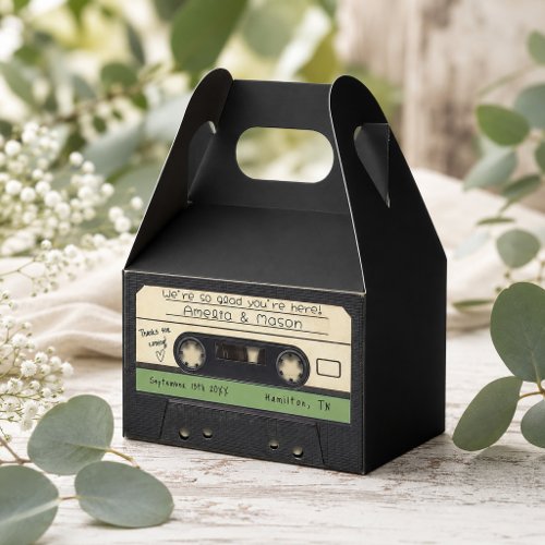 Sage Green Retro Cassette Tape Wedding Favor Boxes