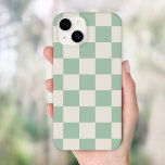 Sage Green Retro Check Case-Mate iPhone 14 Case<br><div class="desc">Trendy boho checkerboard print phone case in sage green and off-white colors. Use the design tools to add your own monogram,  name or other text,  or change the background color to create a unique one of a kind device cover.</div>