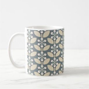 Sage Green Retro Flowers Coffee Mug