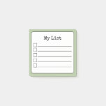 Sage Green Retro Lined Checklist Post-it Notes