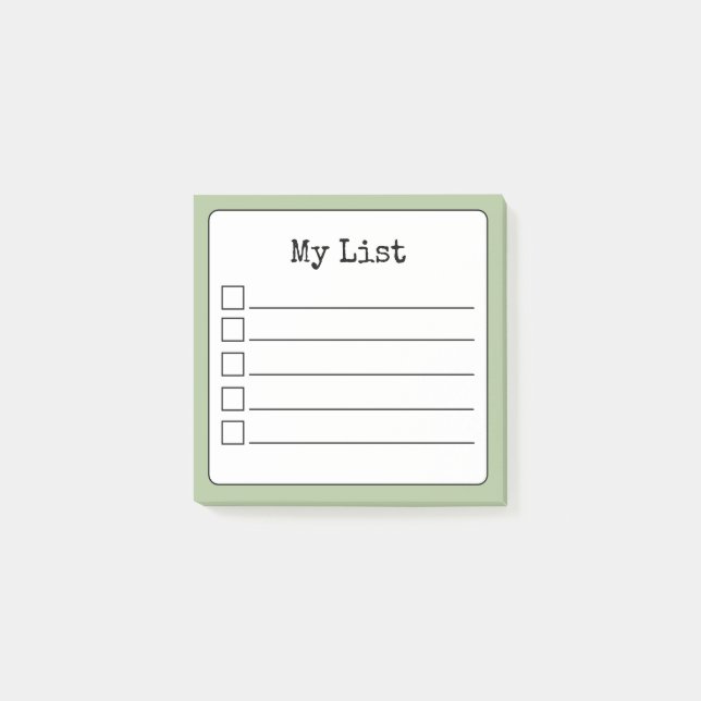 Sage Green Retro Lined Checklist Post-it Notes (Front)