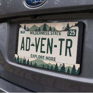 Sage Green retro Mountain Forest License Plate Frame