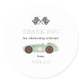 Sage Green Retro Race Car Theme Thank You Classic Round Sticker