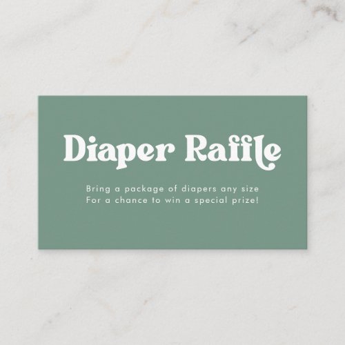 Sage Green Retro Type Diaper Raffle Enclosure Card