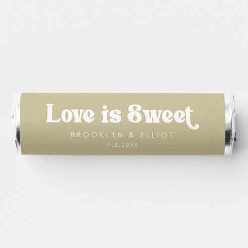 Sage Green Retro Type Love Is Sweet Wedding Breath Savers Mints