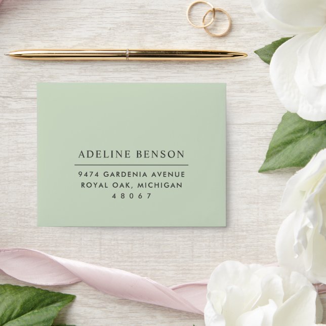 Sage Green Return Address Wedding RSVP Envelope (Wedding)