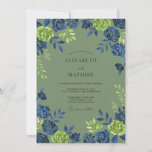 Sage Green Rich Botanical Wedding Invitation