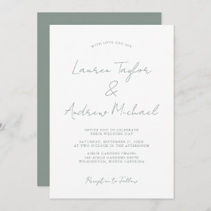 Sage Green Romantic Modern Wedding Invitation