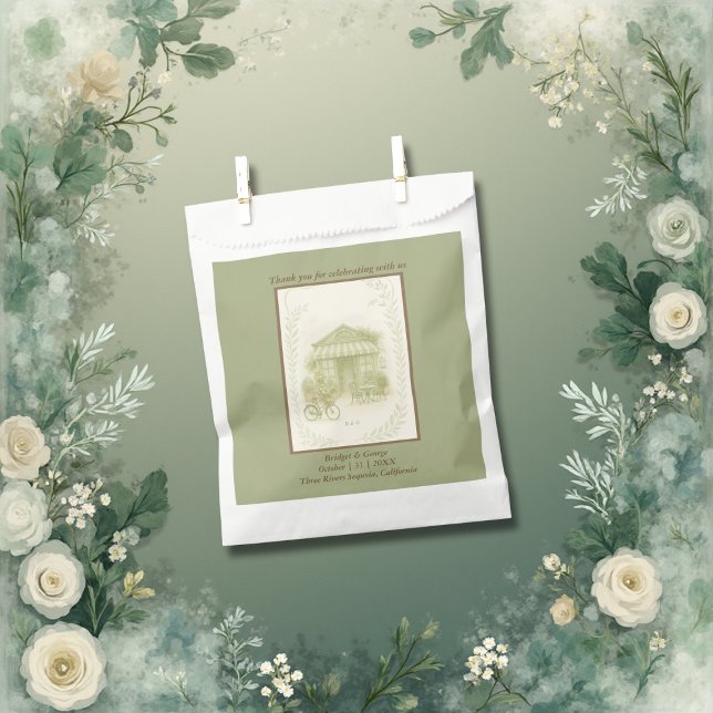 sage green romantic wedding outdoor café favor bag (Creator Uploaded)