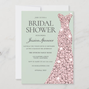Sage Green Rose Gold & Blush Pink Bridal Shower Invitation