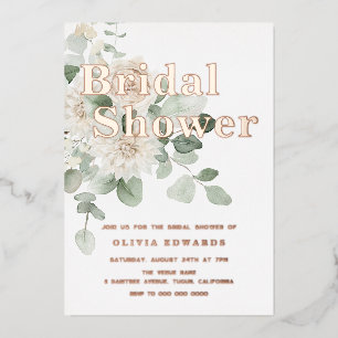 Sage Green & Rose Gold Bridal Shower Foil Invitation