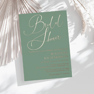 Sage Green Rose Gold Foil Modern  Bridal Shower  Invitation