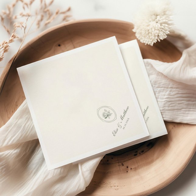Sage Green Rose Wedding  Napkins (Creator Uploaded)