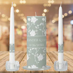 Sage Green Rose Wedding Unity Candle Set