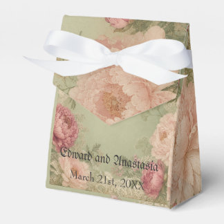 Sage Green, Roses and Lace Wedding Favor Boxes