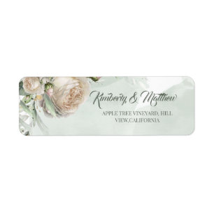 Sage Green Roses Greenery Wedding Label