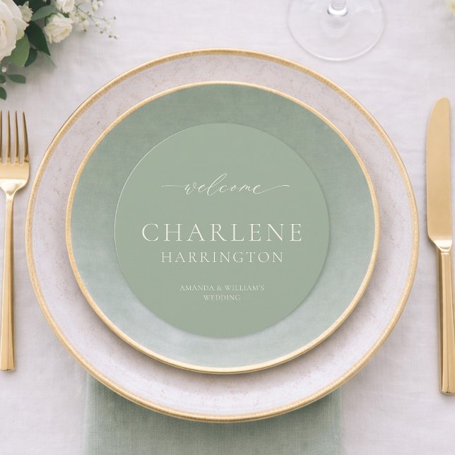 Sage Green Round Wedding Menu (Creator Uploaded)