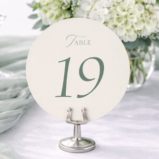 Sage Green Round Wedding Table Numbers 1–19