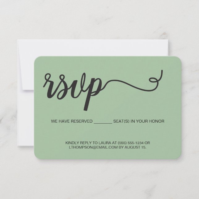 Sage Green RSVP without mailing Reserved Seat (Front)