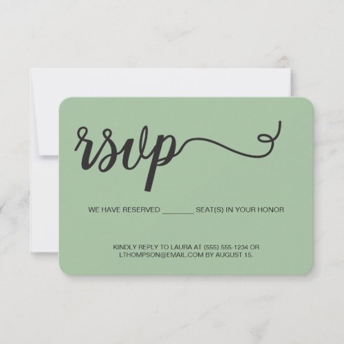 Sage Green RSVP without mailing Reserved Seat