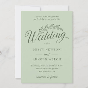 Sage Green Rustic Backyard Botanical Leaf Wedding Invitation