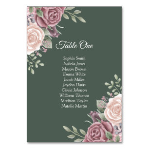 Sage Green Rustic Boho Dusty Rose Floral Table Number