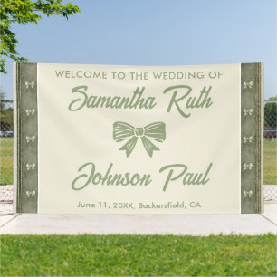 Sage Green Rustic Denim Wedding Welcome Banner