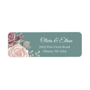 Sage Green Rustic Dusty Rose Wedding Address Label