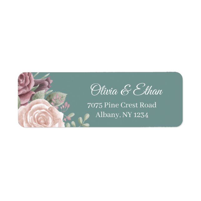 Sage Green Rustic Dusty Rose Wedding Address  Label (Front)