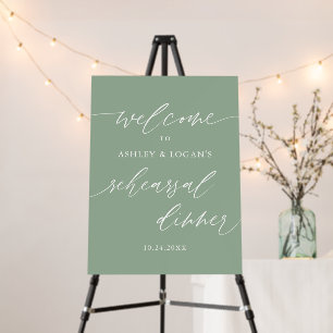Sage Green Rustic Rehearsal Dinner Welcome Foam Board