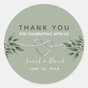 Sage Green Rustic Wedding Thank You Sticker