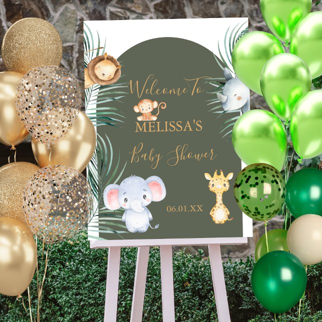 Sage Green Safari Theme Welcome Sign Baby Shower (Creator Uploaded)