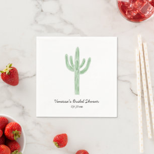 Sage Green Saguaro Cactus Bridal Shower Napkins