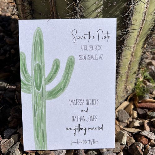 Sage Green Saguaro Cactus Save The Date Invitation