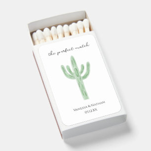Sage Green Saguaro Cactus Wedding Favor Matchboxes