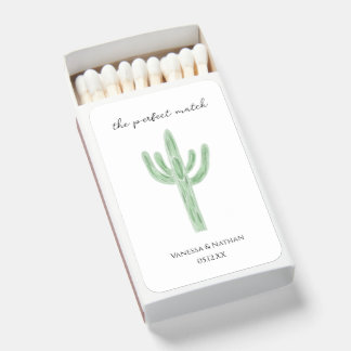 Sage Green Saguaro Cactus Wedding Favor Matchboxes