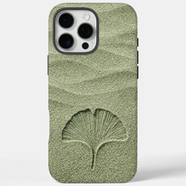 Sage Green Sand Ginkgo Leaf Zen Case-Mate iPhone Case (Back)
