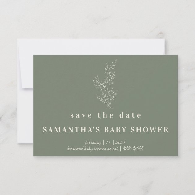 Sage Green Save date baby shower Invitation