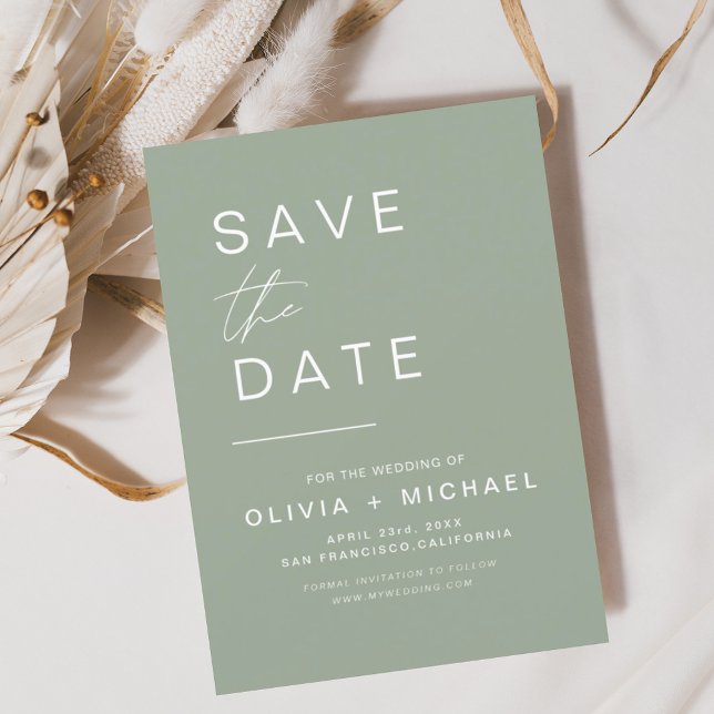 Sage Green Save the Date Elegant Minimalist Script (Creator Uploaded)