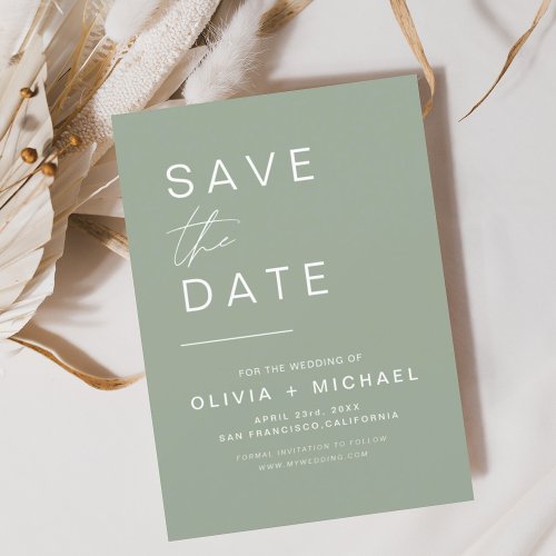 Sage Green Save the Date Elegant Minimalist Script