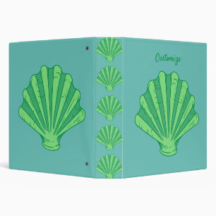 Sage Green Scallop Shell Thunder_Cove 3 Ring Binder
