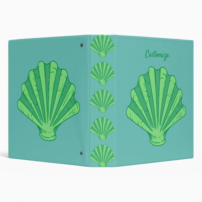 Sage Green Scallop Shell Thunder_Cove 3 Ring Binder (Background)