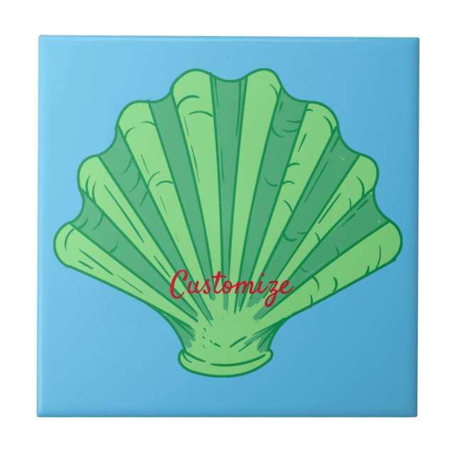 Sage Green Scallop Shell Thunder_Cove  Ceramic Tile (Front)
