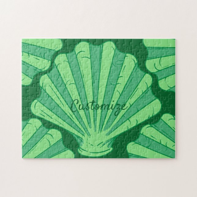 Sage Green Scallop Shell Thunder_Cove Jigsaw Puzzle (Horizontal)