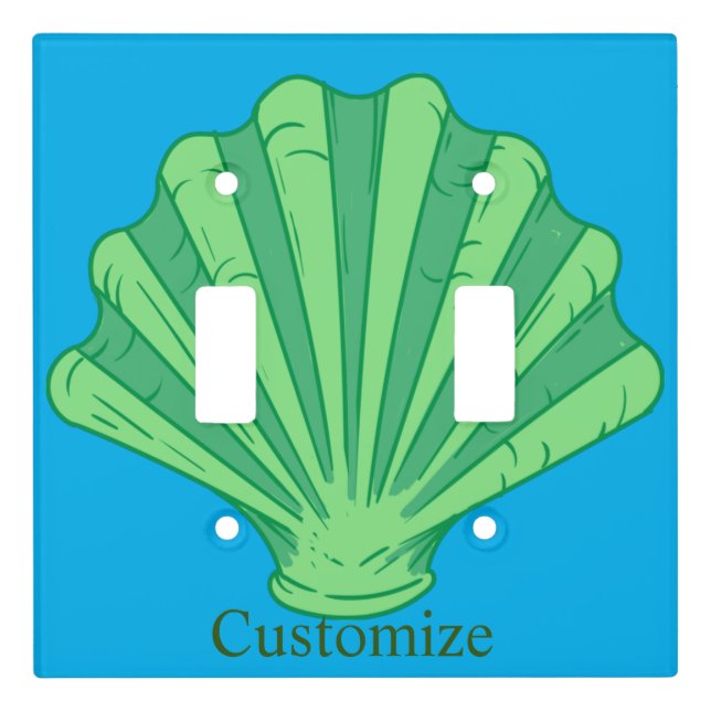 Sage Green Scallop Shell Thunder_Cove Light Switch Cover (Front)