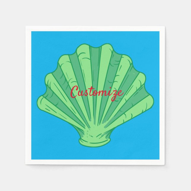 Sage Green Scallop Shell Thunder_Cove  Napkins (Front)